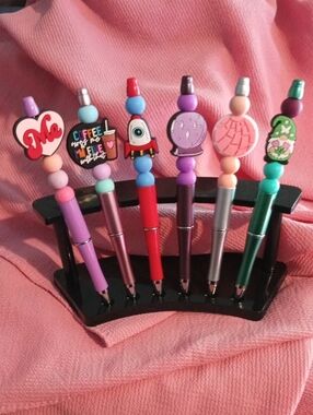 Beaded Pink and Multicolor Stylus Pens - Cute Topper Designs